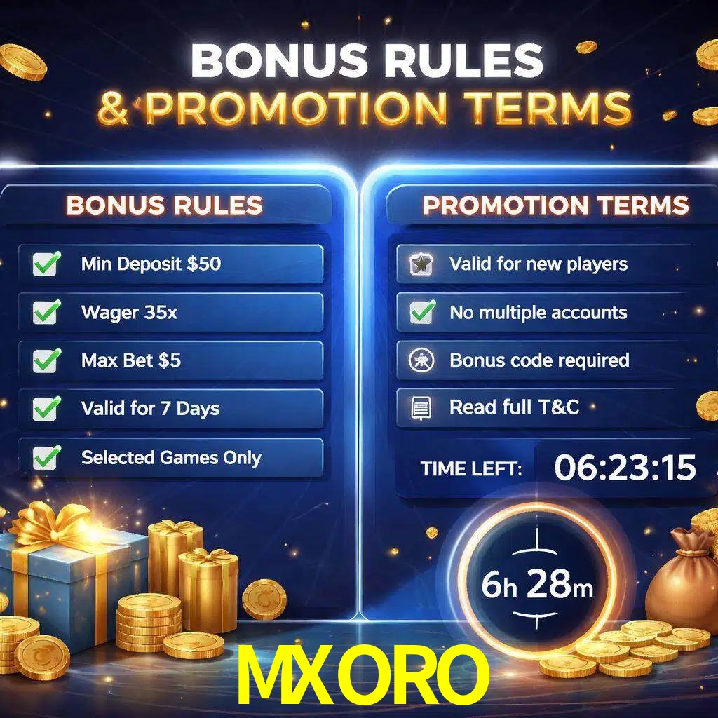 Reglas de promoción MXORO y condiciones de bonos explicadas visualmente